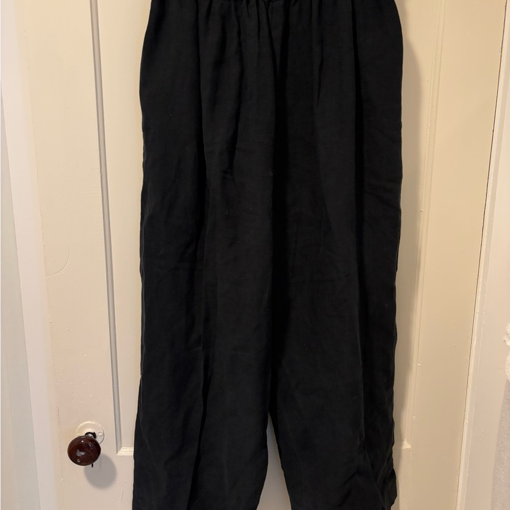 eskandar Black Ankle Cropped Pants with Relaxed Fit